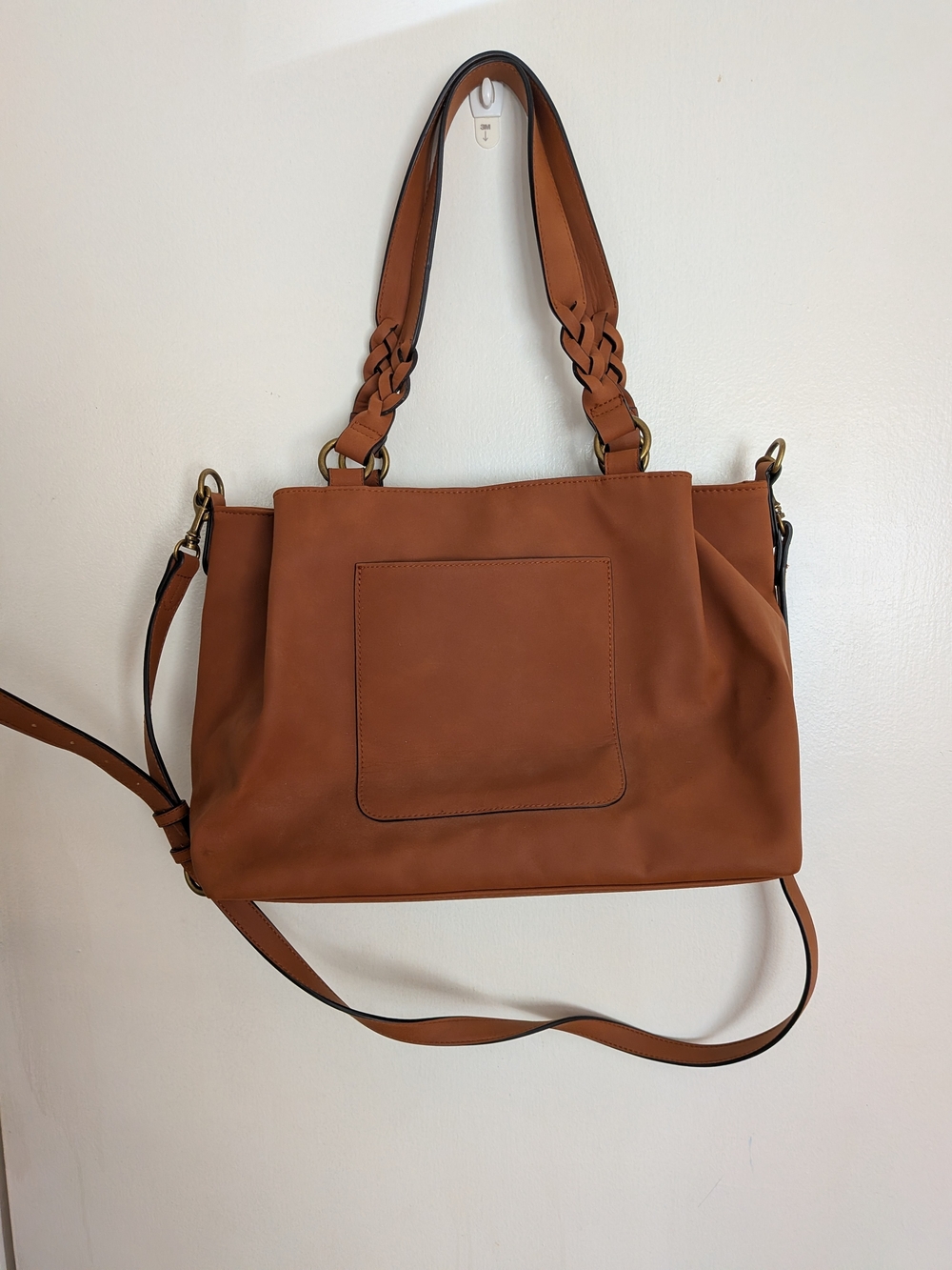 Faux Suede Bag With Functional Pockets And Crossbody Strap